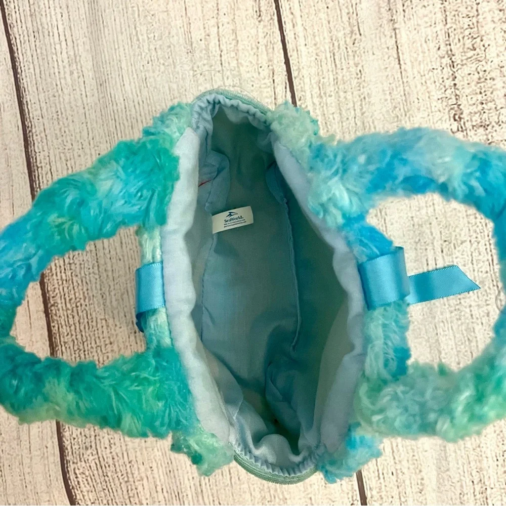 SEAWORLD Kids Colorful Blue Seahorse Souvenir Bag Purse with Tie Ribbon